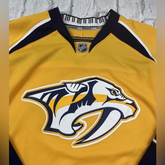 Nashville Predators NHL Authentic Reebok Yellow Hockey Jersey Stitched Sz S - Picture 3 of 12